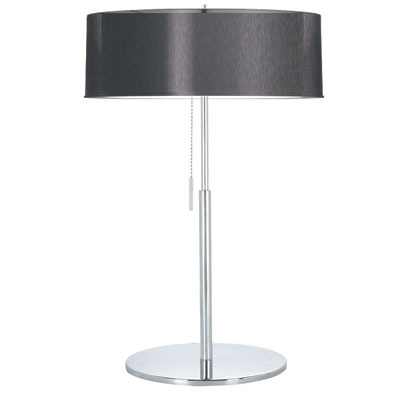 White Linen Lamp Shade on Table Lamp With Black Organza White Linen Shade   Polished Chrome