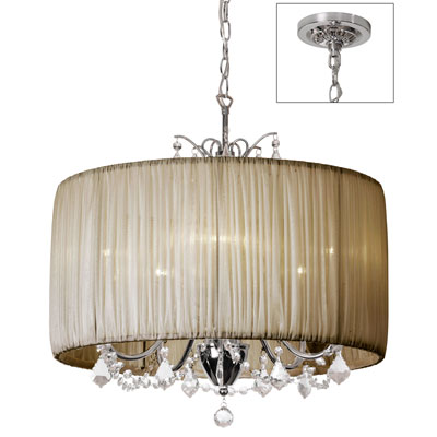 Dainolite Vic-205c-pc-316 5-light Chandeliers With Gathered Pleat Organza Tiara Silver Shade - Polished Chrome