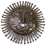 Gifts With Humanity HCCAJ133 Haitian Metal Sun Face Wall Hanging - Oil Drum Art