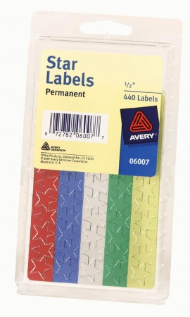 .63in. Colored Star Labels 06007