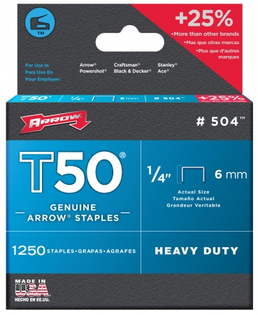 Arrow Fastener Co. .25in. T50 Staples 50424 - Pack Of 4