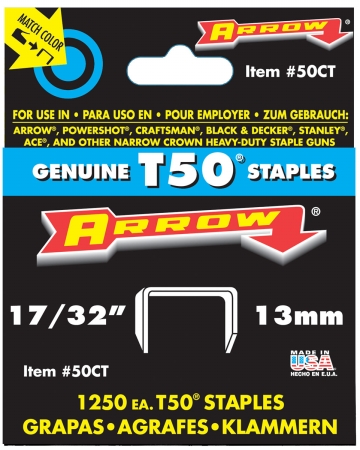 Arrow Fastener Co. .53in. T50 Staples 50ct24 - Pack Of 4