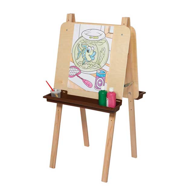Double Adjustable Easel W - Plywood & Brown Trays
