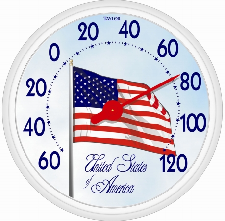 13-.50in. Large Dial Usa Flag Thermometer