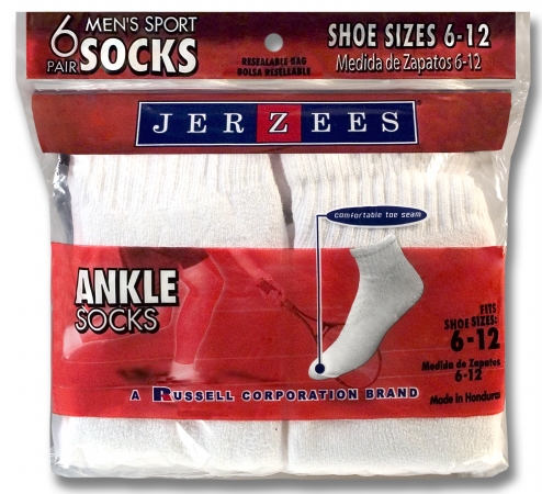 Fruit Of The Loom 6 Count White Mens Ankle Socks JS18006