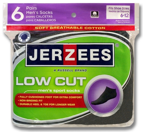 Fruit Of The Loom 6 Count Black Low Cut Mens Socks JS16106