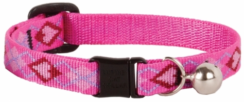 .50in. X 8in.-12in. Adjustable Puppy Love Design Safety Cat Collar With Bel