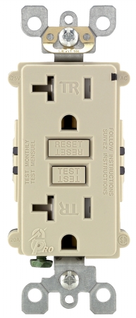 Leviton 20 Amp Ivory Tamper Resistant GFCI Duplex Outlet Receptacle R01T78990