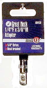 Great Neck Saw .25in. Drive .25in. Female X .38in. Male Socket Adapter Ad438