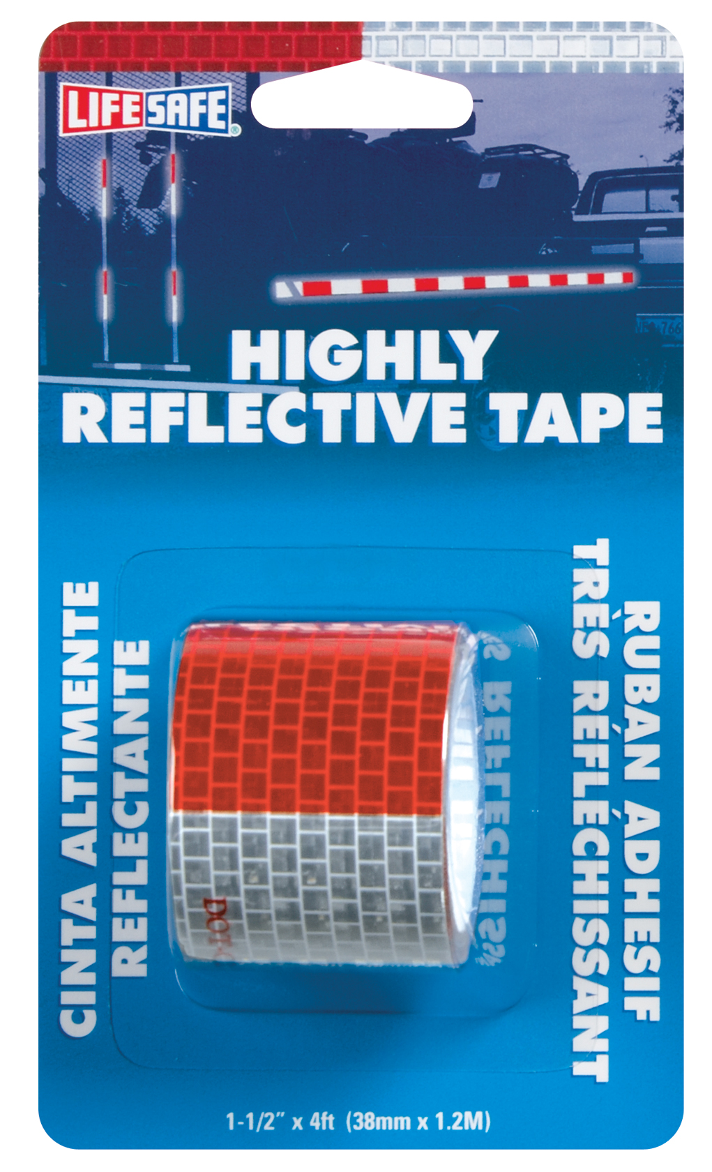 1-.50in. X 4ft. Red & Silver Reflective Tape Re800