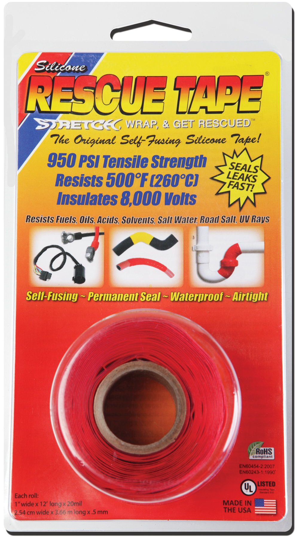 1in. X 12ft. Red Rescue Tape Usc02