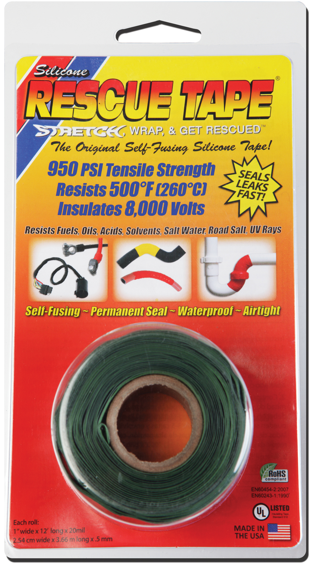 1in. X 12ft. Green Rescue Tape Usc07