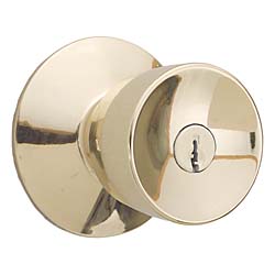 Schlage Bright Brass Bell Knob Privacy Set F40VBEL605
