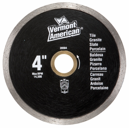 Vermont American 4in. Continuous Premium Wet Tile Diamond Blade 28504 Vermont American 4in. Continuous Premium Wet Tile Diamond Blade 28504