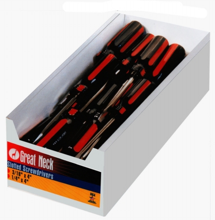 Great Neck Saw 36 Piece Slotted Screwdriver Countertop Display 9001e - Pack Of 36