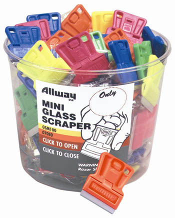 Allway Tools 100 Piece Mini Glass Scraper Bucket Gsm100 - Pack Of 100