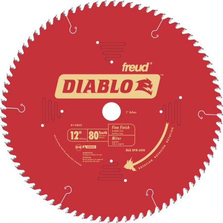 12in. 80t Diablo Fine Finish Work Chop-slide Miter Saw Blade D1280x