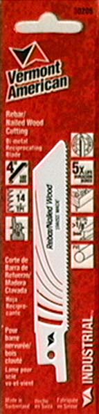 Vermont American 4in. 14 TPI Metal Cutting Reciprocating Saw Blades 30206