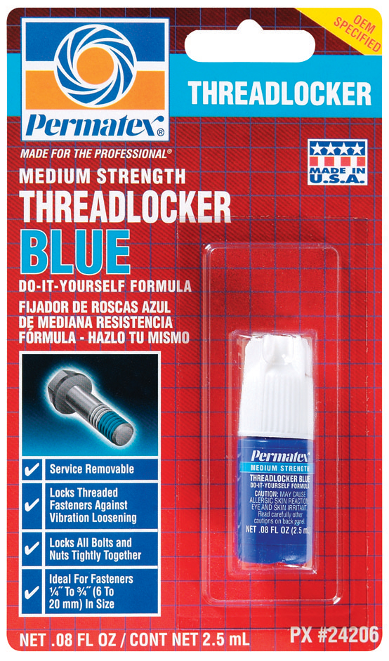 2.5 Ml Blue Medium Strength Threadlocker 24206 Pack Of 6