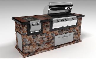 Fire Magic DC790BS84B 7ft. Firemagic Stacked Stone PreFab Island Only Grill Accessory