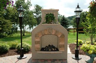 Fire Stone SONFS42NGT Outdoor Fireplace Surround with Natural Gas Logs