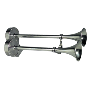 Schmitt & Ongaro Marine 12428 Ongaro Deluxe SS Dual Trumpet Horn - 24V