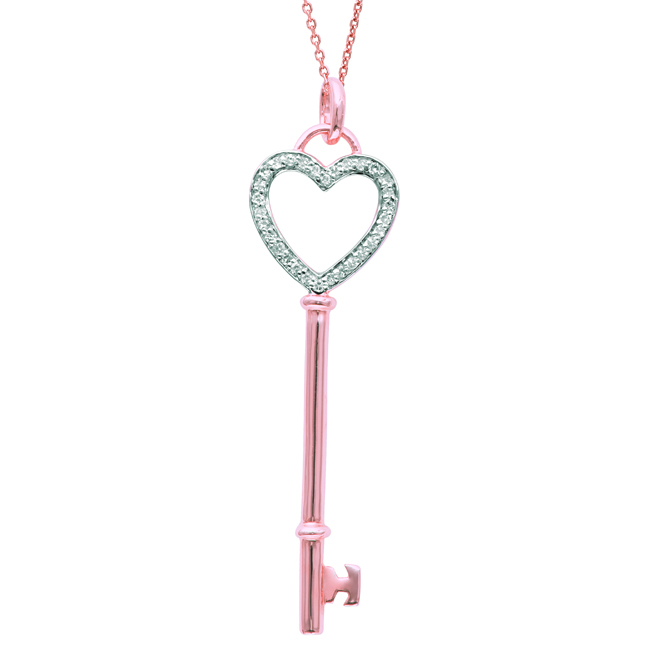 DivaDiamonds ADP05241 14K Yellow Gold Diamond Heart Key Pendant