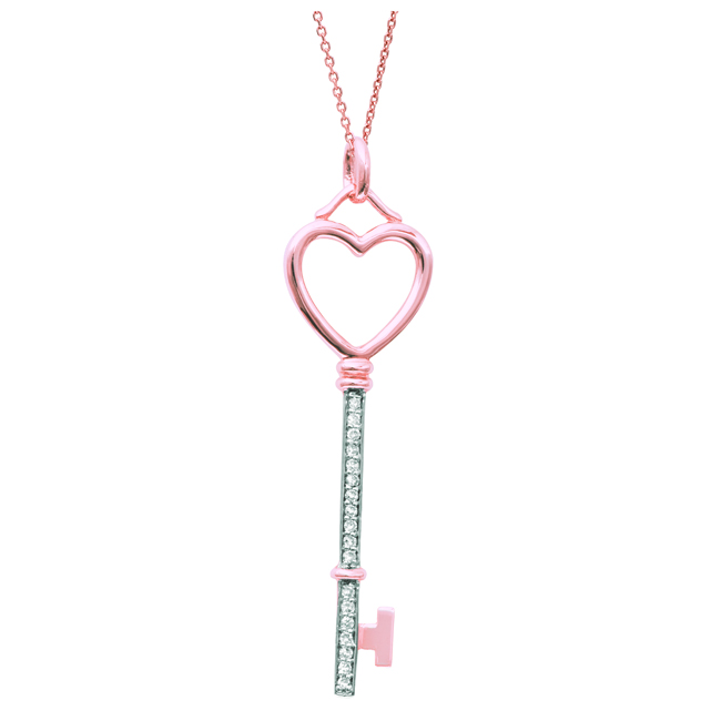 DivaDiamonds ADP05224 14K Yellow Gold Diamond Heart Key Pendant
