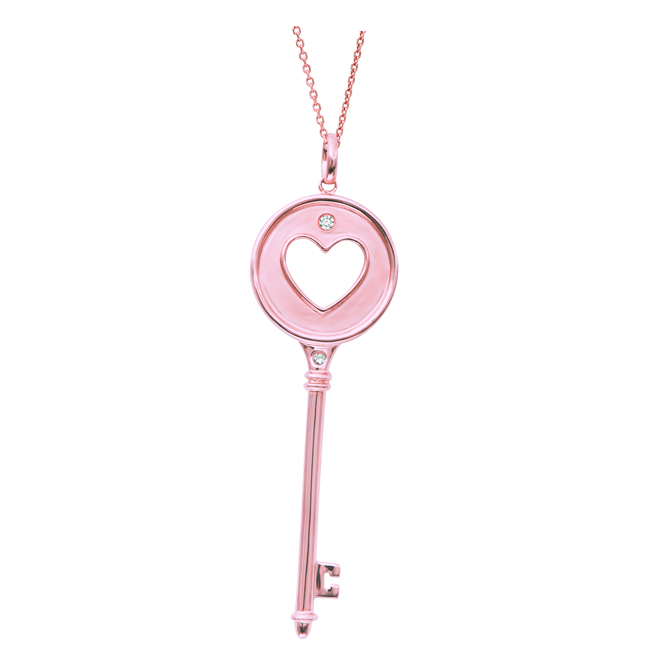 DivaDiamonds ADP05232 14K Yellow Gold Diamond Heart In Circle Key Pendant