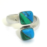 Gifts With Humanity MJSRML-TM-215066 Two Cube Malachite Turquoise Wrap Ring