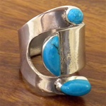 Gifts With Humanity MJSR01-Turq-229013 Turquoise and Silver Wrap Ring