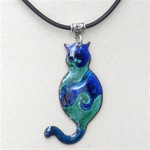 Gifts With Humanity CJCENCTBlue209013 Enamel on Copper Cat Pendant Necklace
