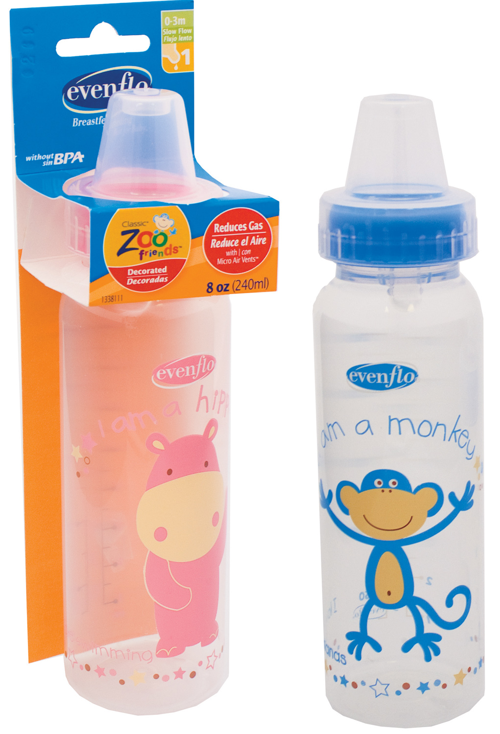 Evenflo Company 3 Count 8 Oz Zoo Friends BPA Free Plastic Bottles 1338111