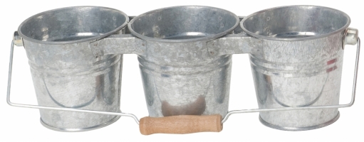 14.5in. X 4.75in. Galvanized 3-pail Planter With Handle 8331