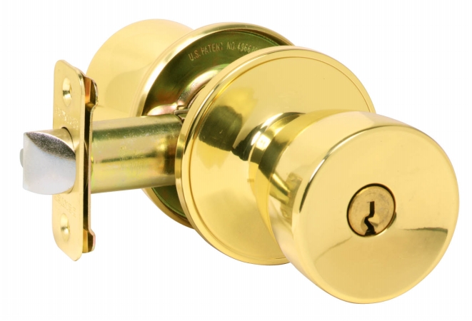 Schlage Bright Brass Byron Keyed Entry Knobs J54VBYR605