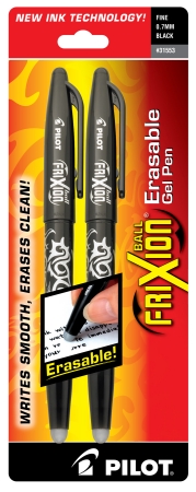 Pilot Pen Corporation 2 Count Black Frixion Erasable Gel Pens 31553  Pack of 6