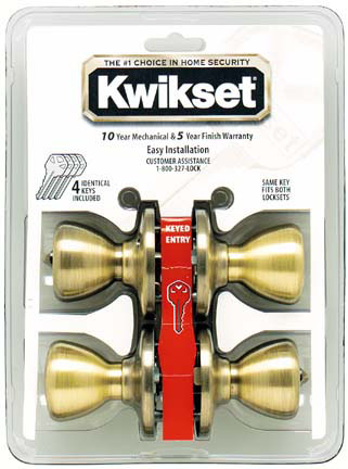 Kwikset Entry Locksets Tylo Knob 2 Pack 92430022