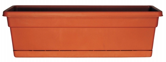 24in. Terra Cotta Rolled Rim Window Boxes With Attached Trays Wb2412tc - Pack Of 12