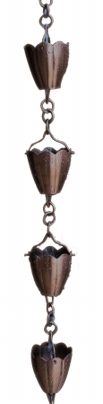 Antique Copper Flower Cup Rain Chain R260