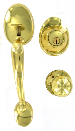 Schlage Bright Brass Single Cylinder Handle Sets JH60VBARXCNA605