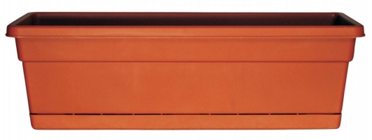 30in. Terra Cotta Rolled Rim Window Boxes With Attached Trays Wb3012tc - Pack Of 12