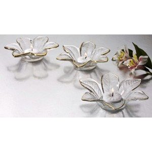 Studio Silversmith 43777 Set of 3 Flower Votives with Gold Trim
