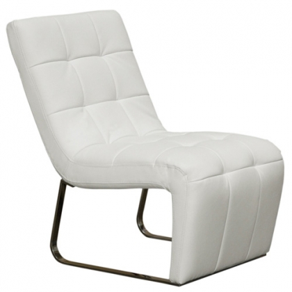 Diamond Sofa giorgiow White Giorgio Accent Chair with Stainless Steel Frame by Diamond Sofa