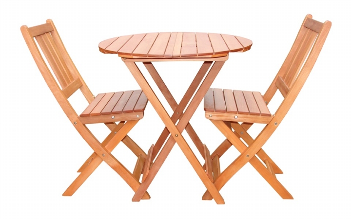 International Concepts K53504535032 3Piece Folding Round Table  Chairs Set