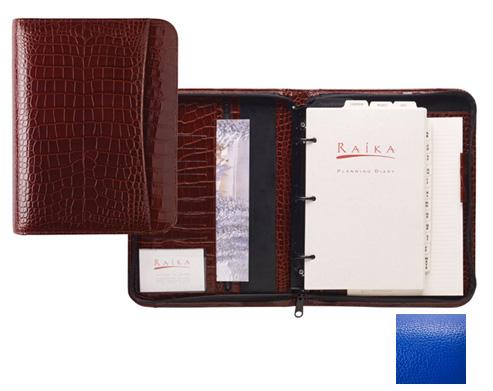 Raika RO 204 BLUE 3 Ring Zipper Agenda - Blue
