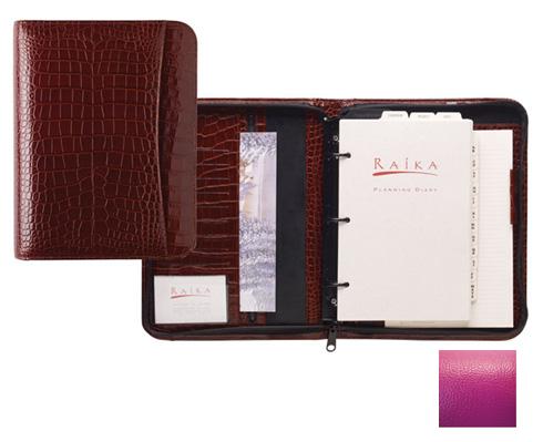 Raika RO 204 MAGENTA 3 Ring Zipper Agenda - Magenta