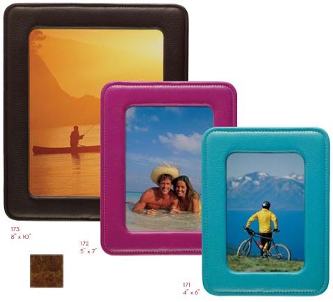 Vi 171 Cognac 4in. X 6in. Rounded Corner Leather Photo Frames - Cognac