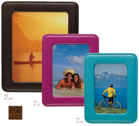 Vi 172 Cognac 5in. X 7in. Rounded Corner Leather Photo Frames - Cognac