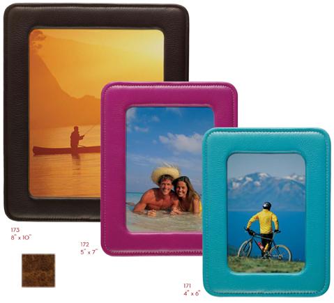 Vi 173 Cognac 8in. X 10in. Rounded Corner Leather Photo Frames - Cognac