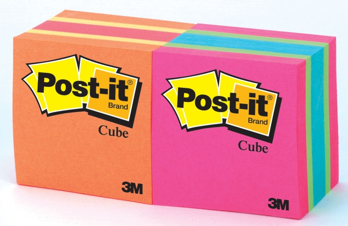 3m 2 Pack 400 Sheet Mixed Cube Neon PostIt Notes 2051MC